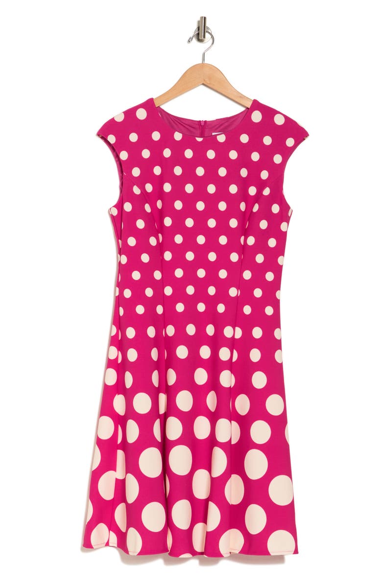 Dot Fit & Flare Dress, Alternate, color, PINK/ IVORY