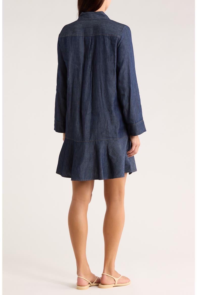 Roll Sleeve Chambray Dress, Alternate, color, DARK WASH