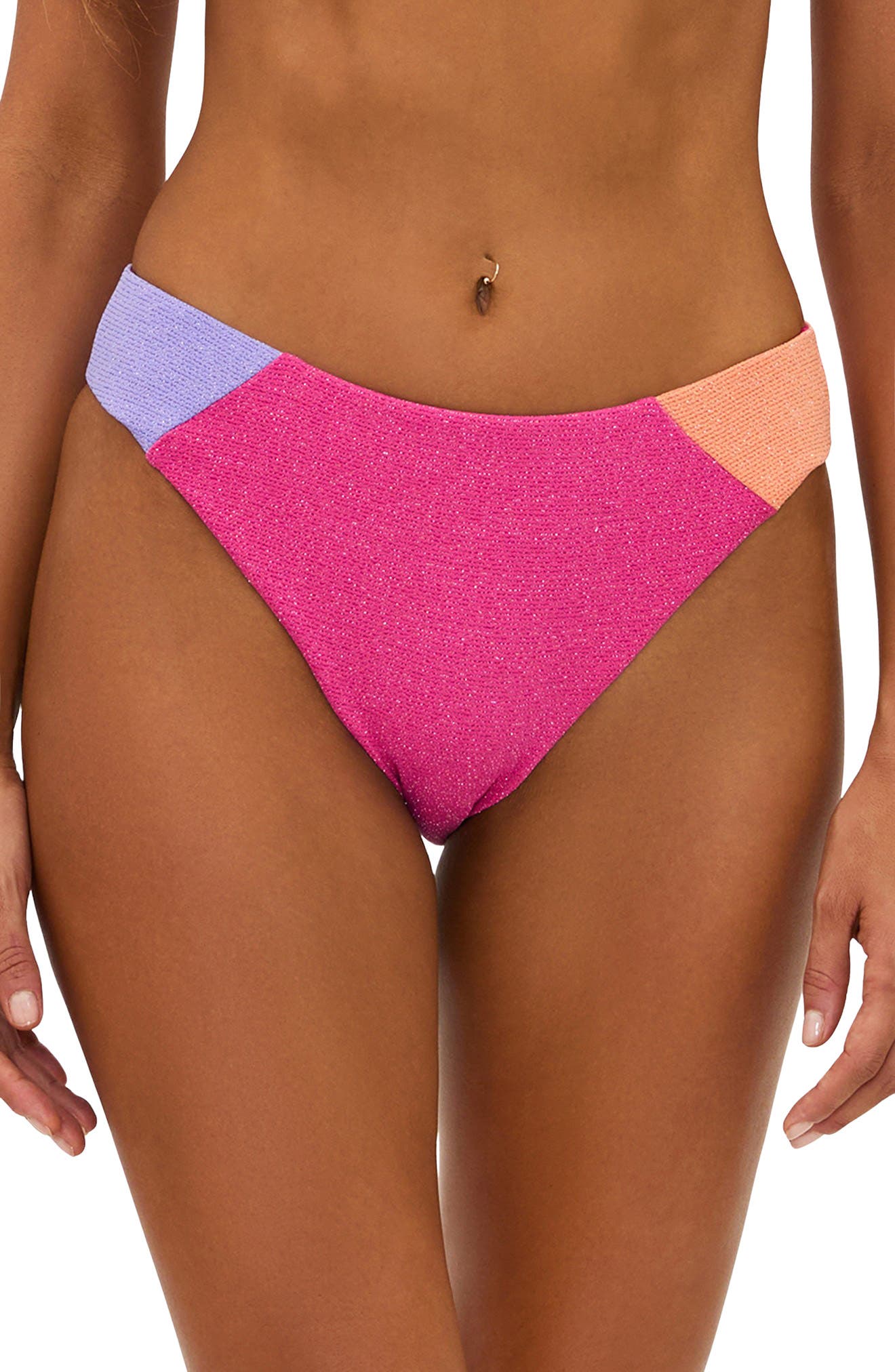 Beach Riot Kimora Metallic Colorblock Bikini Bottoms