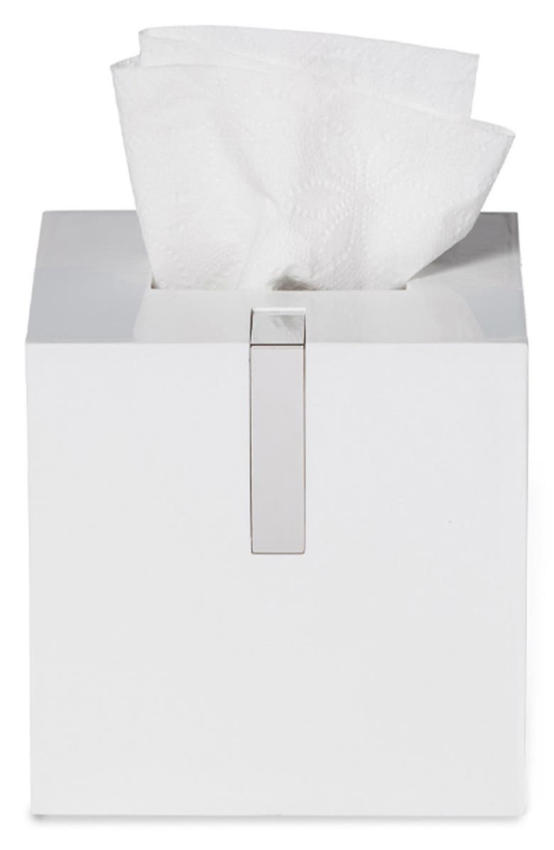 ROSELLI TRADING COMPANY Houston Street Tissue Box, Alternate, color, White