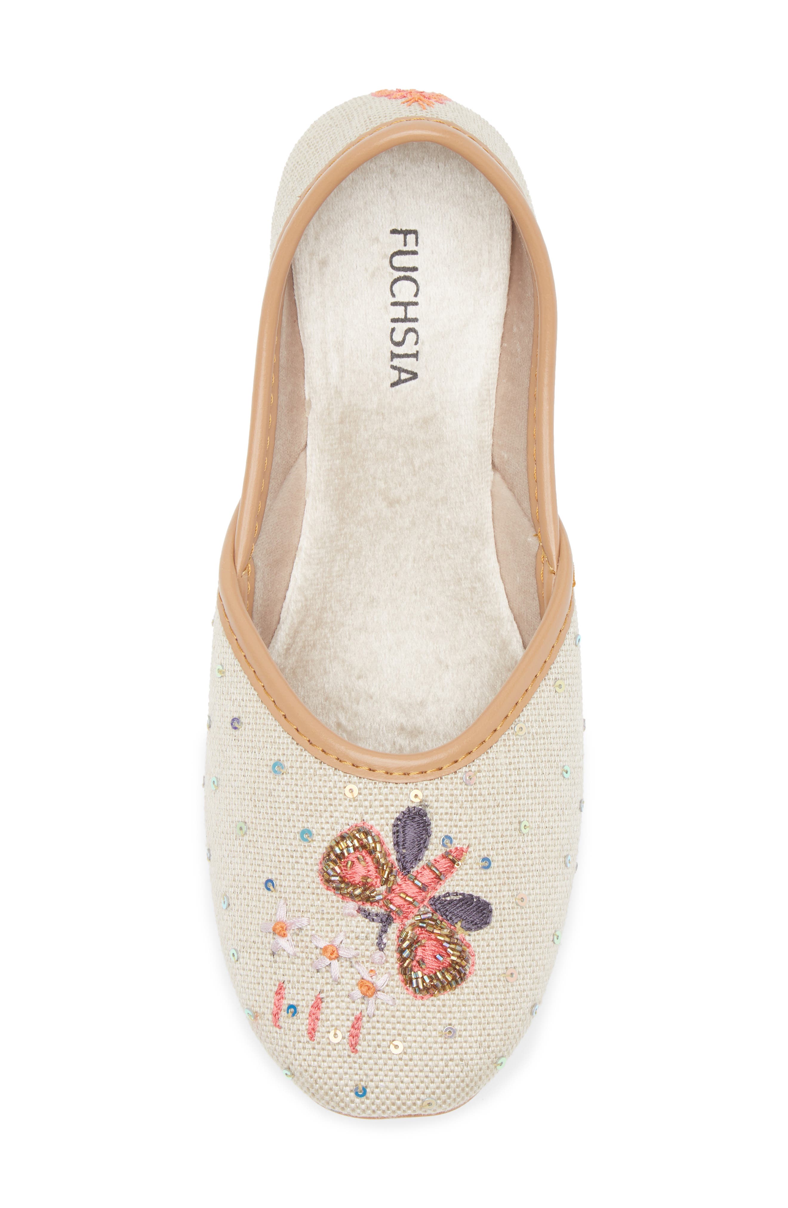 FUCHSIA Butterfly Embroidery Flat, Alternate, color, Light Beige