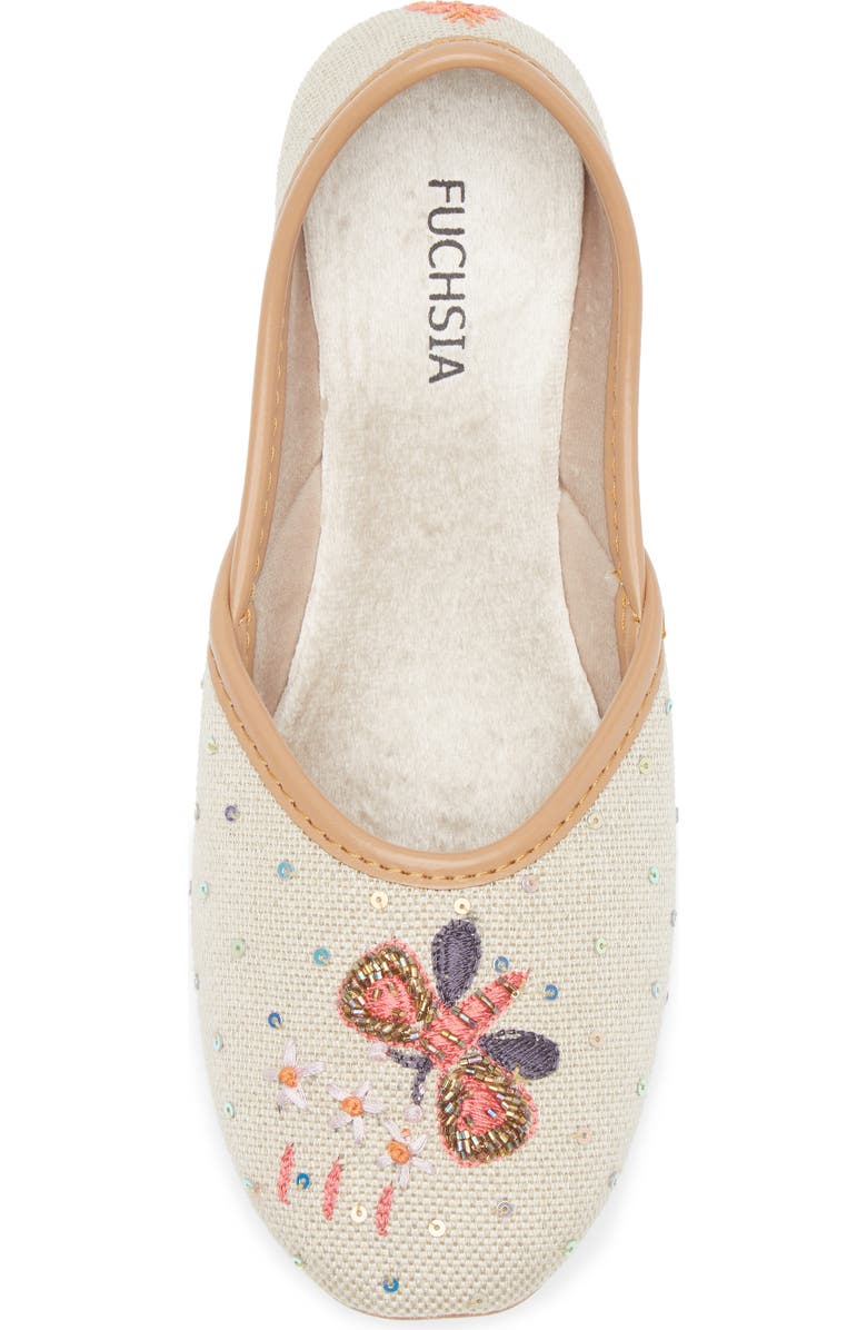FUCHSIA Butterfly Embroidery Flat, Alternate, color, Light Beige