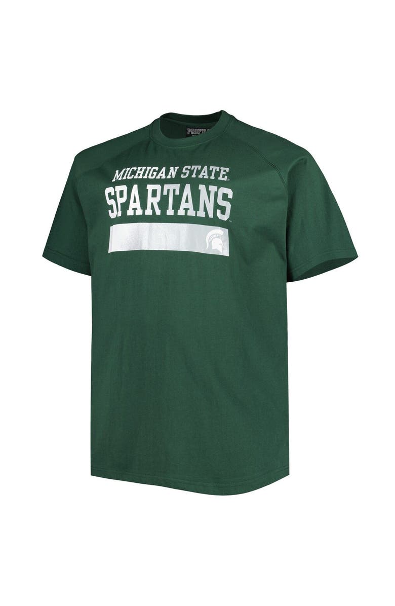 PROFILE Men's Green Michigan State Spartans Big & Tall Raglan T-Shirt, Alternate, color, 