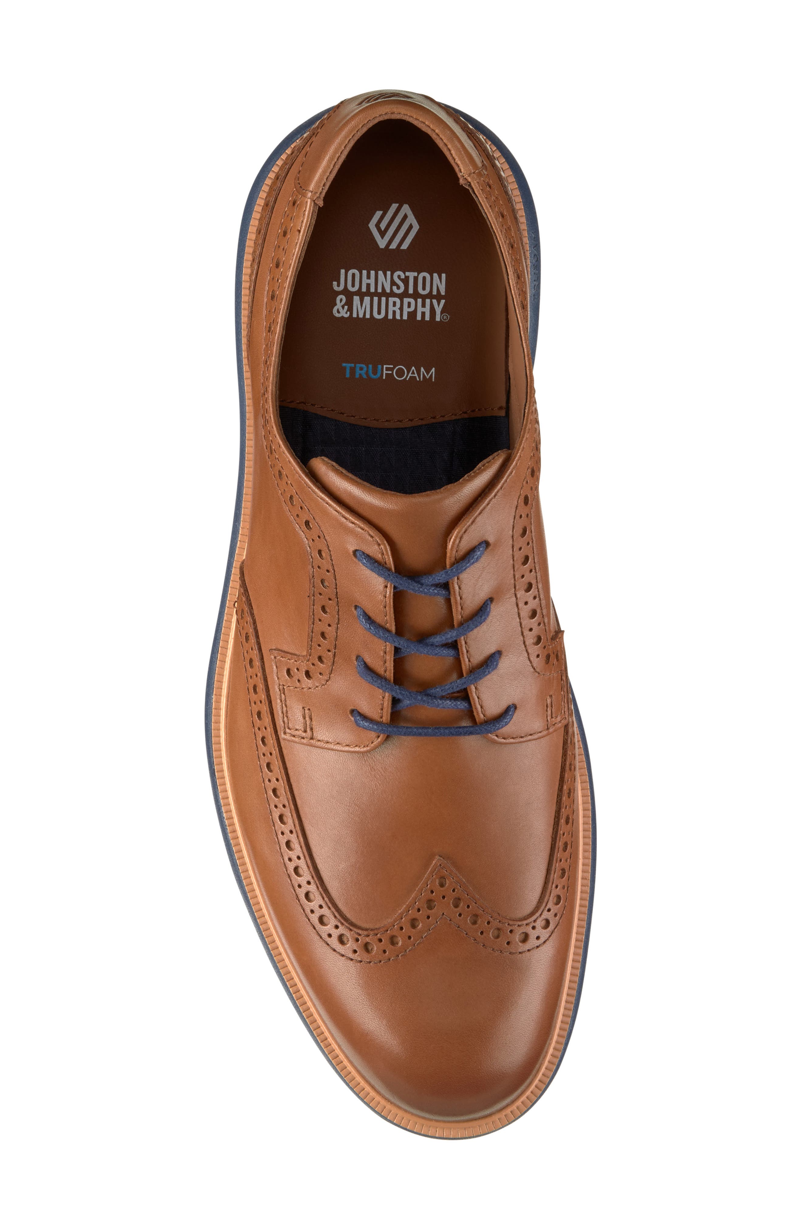 Johnston & Murphy Larkin Wingtip Derby, Alternate, color, Tan Italian Calfskin
