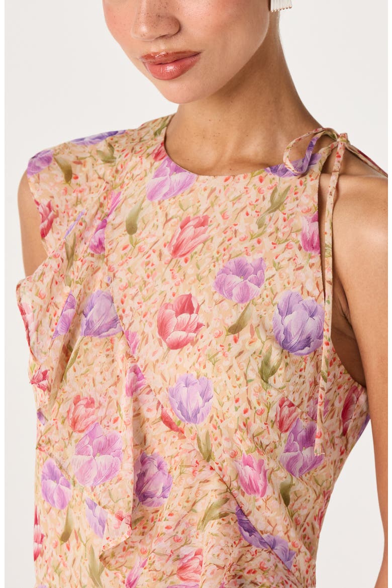 Angel Ruffle Midi Dress, Alternate, color, PEACH MULTI FLORAL