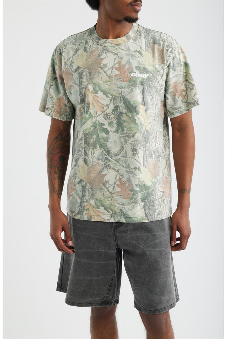 Get Up Leaf Print Cotton T-Shirt, Main, color, LEAF CAMO