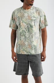 Obey Get Up Leaf Print Cotton T-Shirt