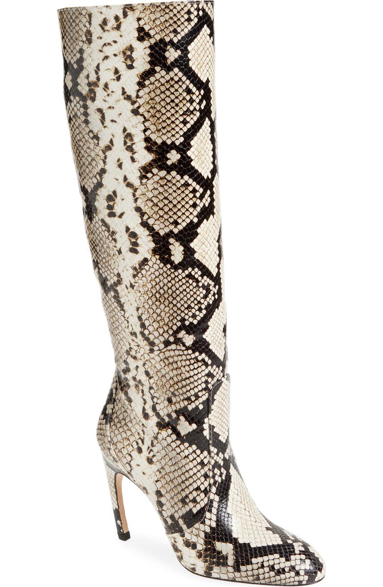 Stuart Weitzman Snakeskin Embossed Slouch Boot, Main, color, Cream/ Oat
