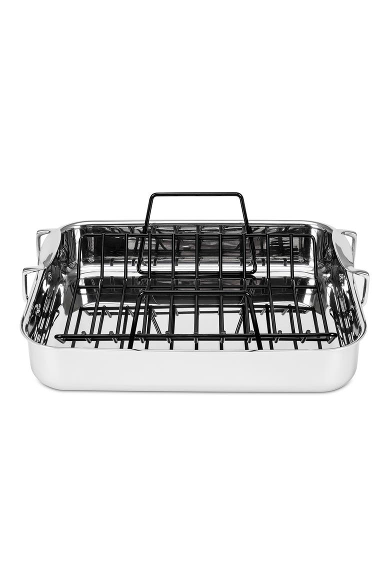 3-Ply Roasting Pan with Nonstick Rack, Main, color, STAINLESS STEEL
