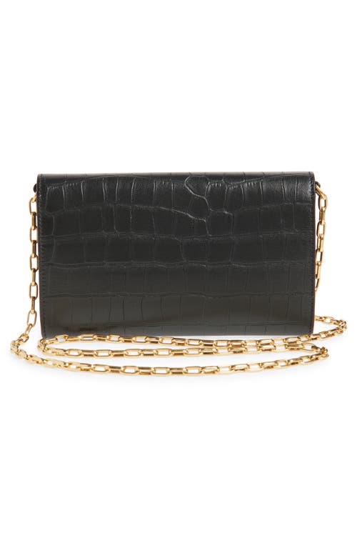 Burberry Cotswolds Croc Embossed Leather Wallet On A Chain In Black