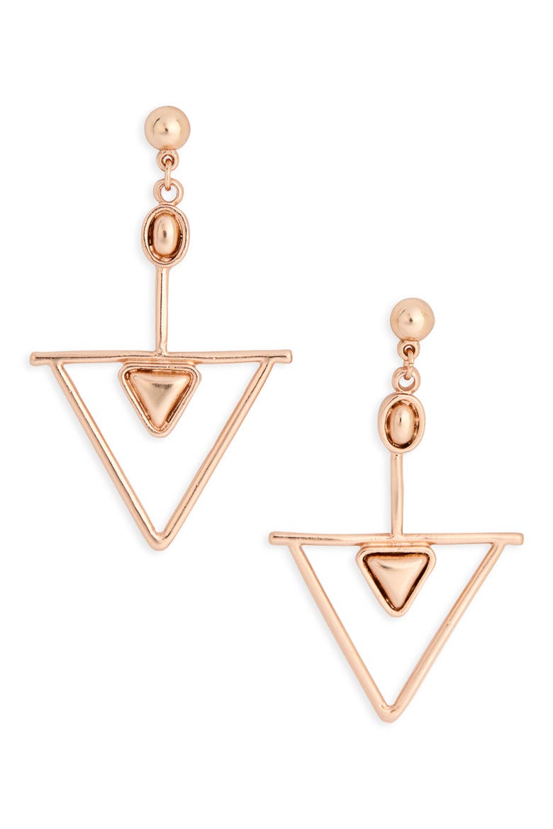 Geometric Dangle Drop Earrings, Main, color, ROSE GOLD