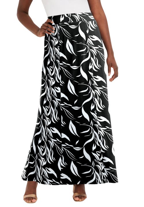 Jessica London Stretch Knit Maxi Skirt In Black