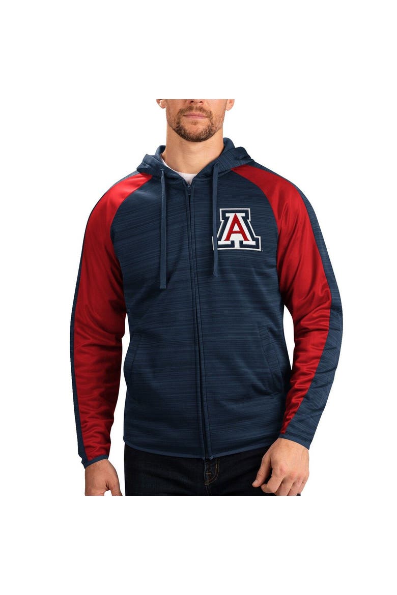 Men's G-III Sports by Carl Banks Navy Arizona Wildcats Neutral Zone Raglan Full-Zip Track Jacket Hoodie, Main, color, Navy