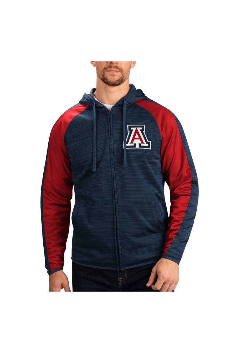 G-III SPORTS BY CARL BANKS Men's G-III Sports by Carl Banks Navy Arizona Wildcats Neutral Zone Raglan Full-Zip Track Jacket Hoodie, Main, color,