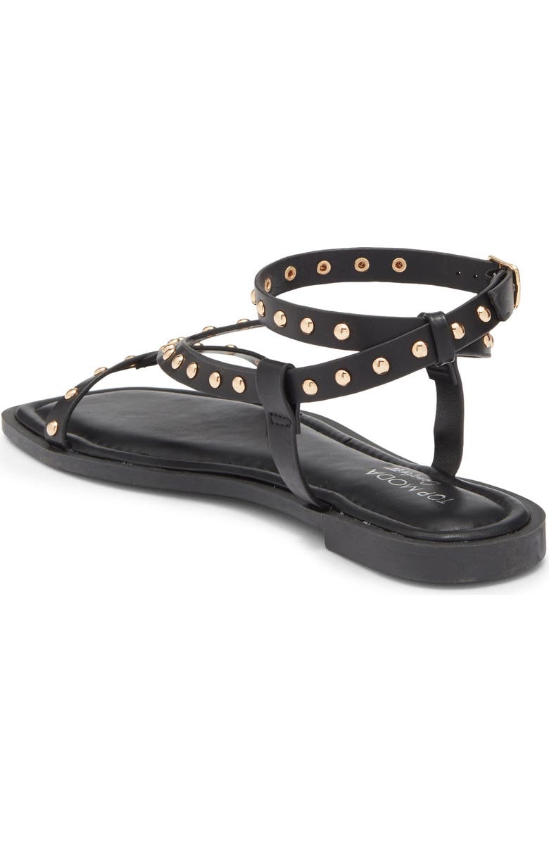 TOP MODA Zita Studded Ankle Strap Sandal, Alternate, color, Black Pu