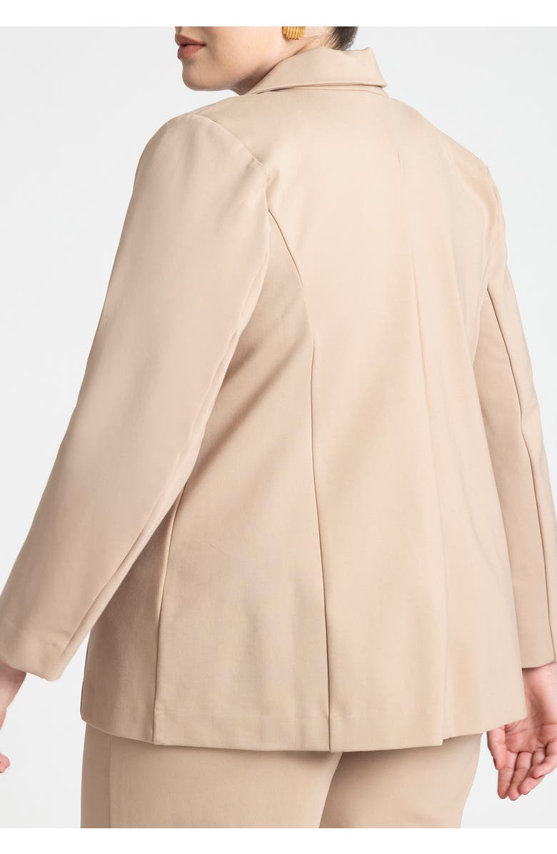ELOQUII The Ultimate Stretch Long One Button Blazer, Alternate, color, Natural