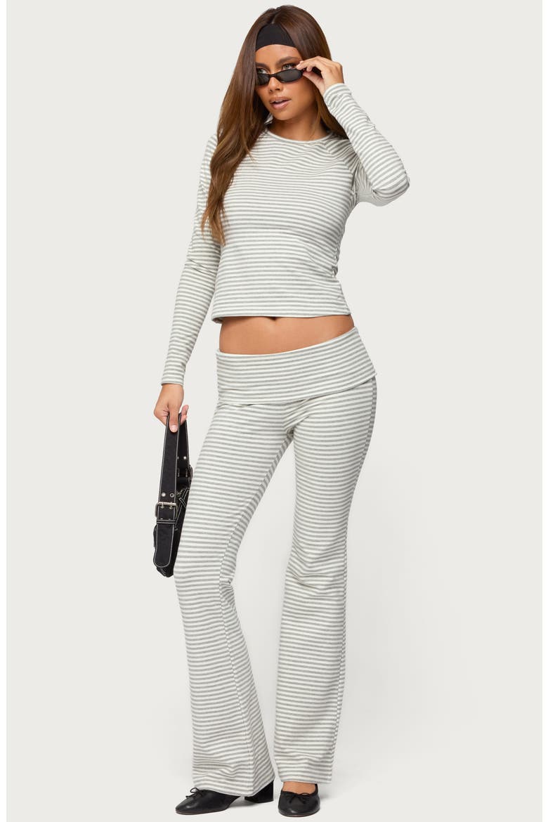 Kaeli Stripe Flare Pants, Alternate, color, GRAY-AND-WHITE