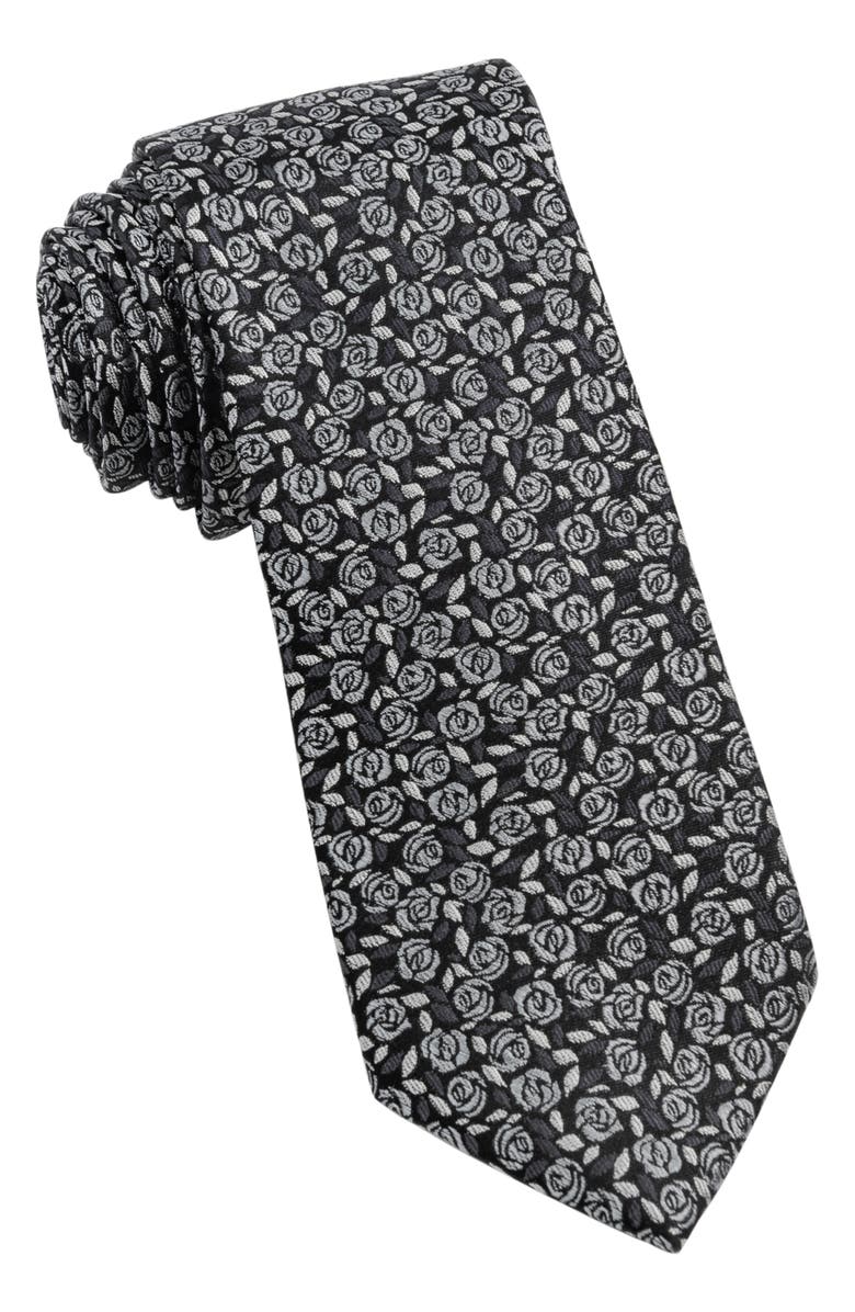 W.R.K Floral Silk Tie, Main, color, Charcoal