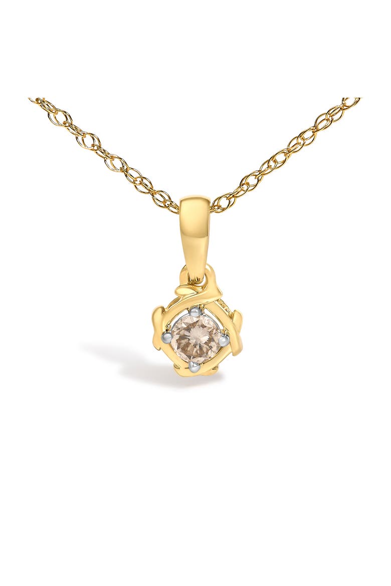 14K Yellow Gold Plated Sterling Silver 1/5 Cttw Diamond Swirl Pendant Necklace, Alternate, color, Yellow Gold over Silver