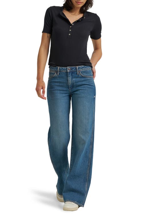 Wrangler Worldwide Mid Rise Wide Leg Jeans In Blue