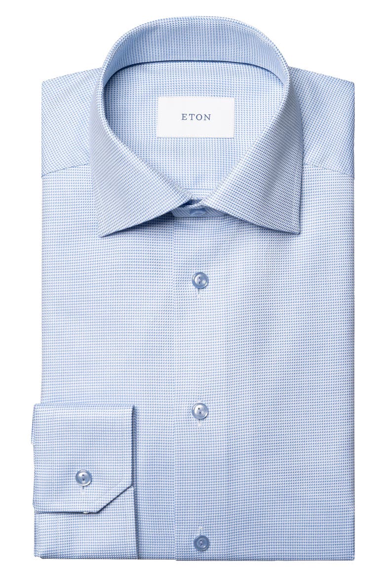 Contemporary Fit Houndstooth Twill Dress Shirt, Alternate, color, LIGHT BLUE