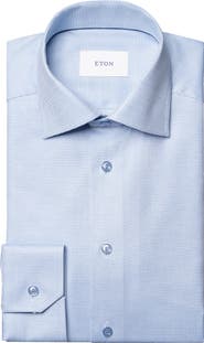 Eton Contemporary Fit Houndstooth Twill Dress Shirt