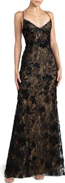 Mac Duggal Floral Embroidered Sleeveless Open Back Gown