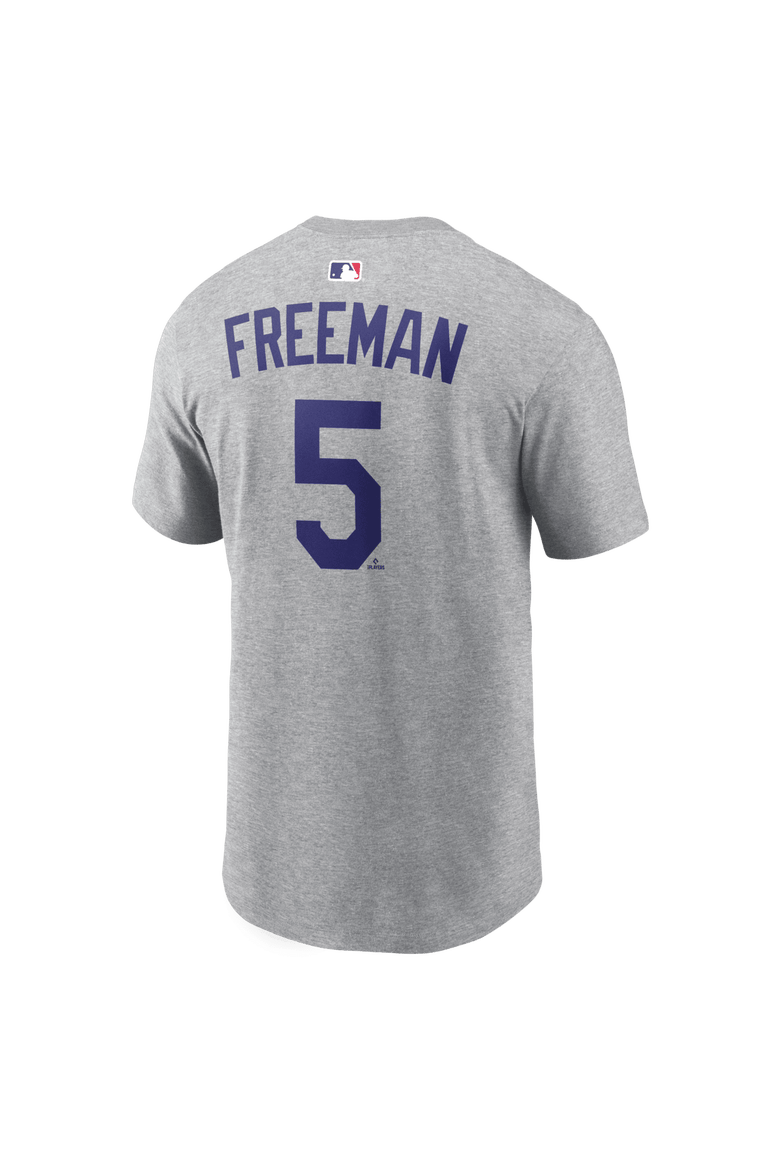 Men's Nike Freddie Freeman Heather Gray Los Angeles Dodgers Name & Number T-Shirt, Alternate, color, Heather Gray