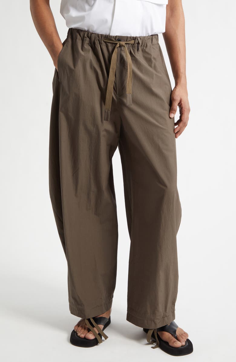 Sacai Cotton Typewriter Barrel Leg Pants, Main, color, Taupe