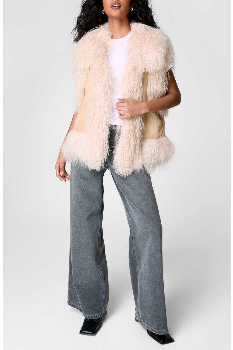 Genuine Shearling Vest, Alternate, color, BEIGE