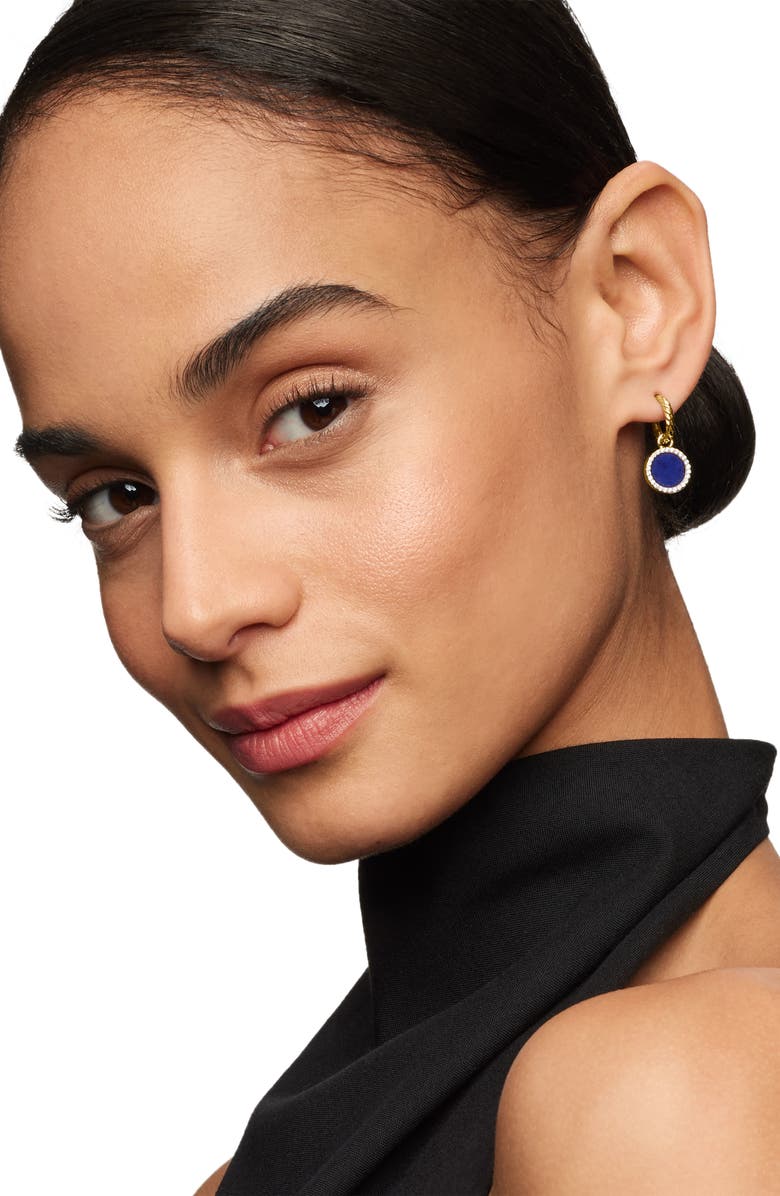 David Yurman Petite DY Elements<sup>®</sup> Drop Earrings in 18K Yellow Gold with Lapis and Pavé Diamonds, Alternate, color, 18K Yellow Gold