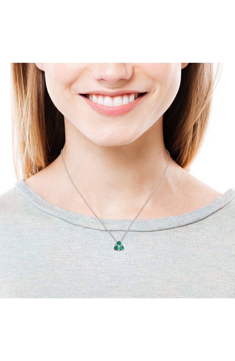 DELMAR Lab Created Emerald & Lab Created White Sapphire Pendant Necklace, Alternate, color, Green