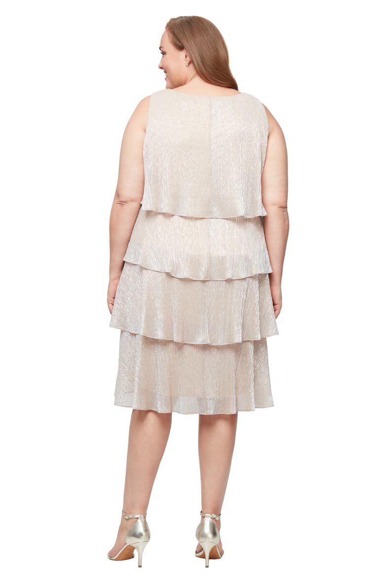 Tiered Ruffle Dress with Jacket, Alternate, color, GOLD