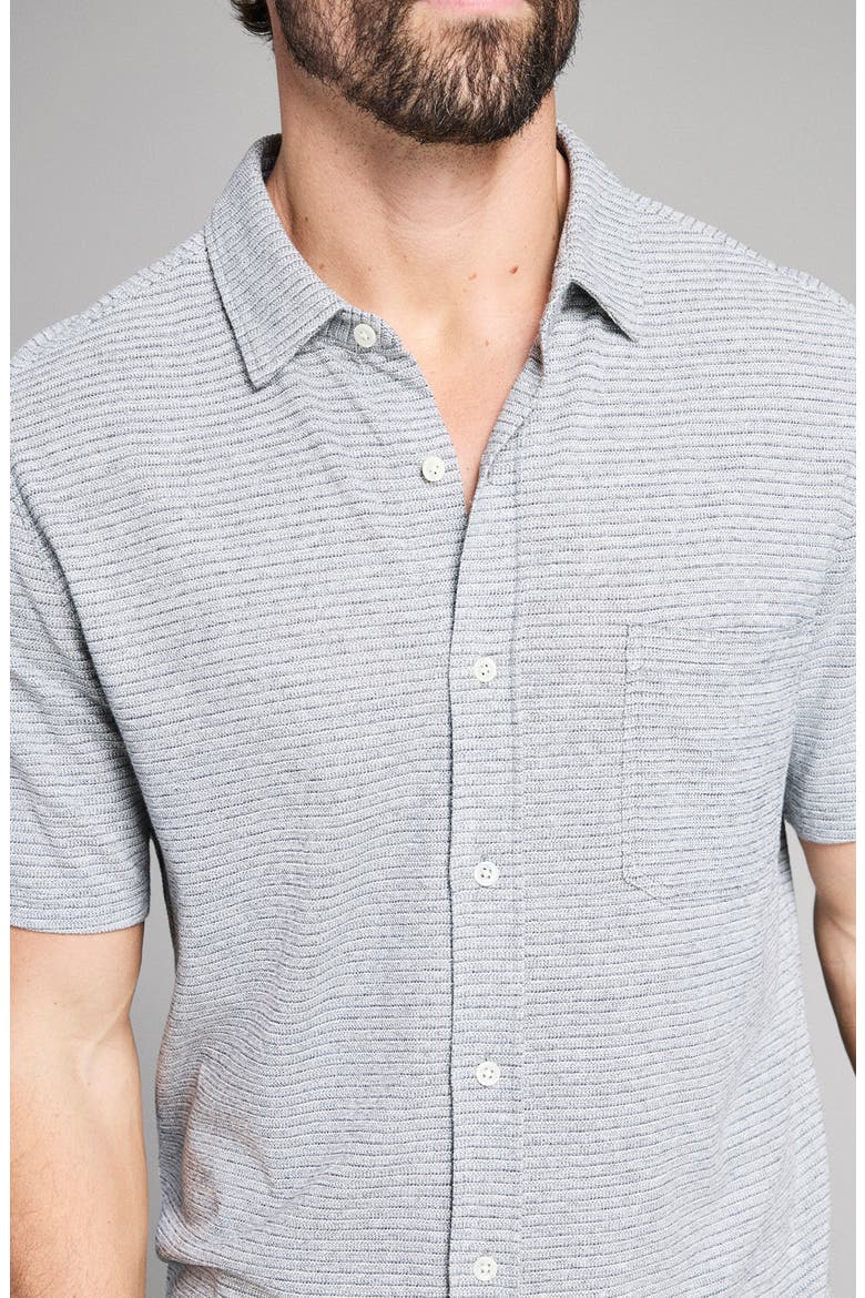 Textured Treme Knit Short Sleeve Button-Up Shirt, Alternate, color, GREY HEATHER