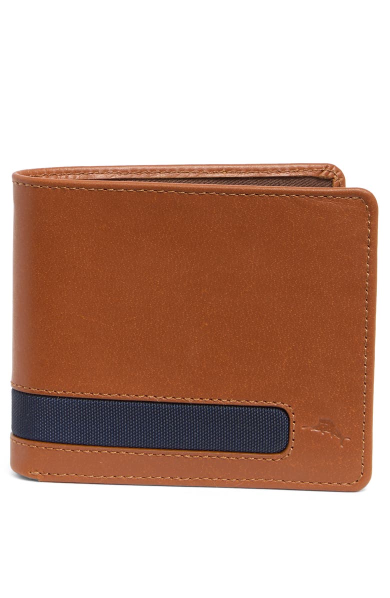 Tommy Bahama Lola Leather Passcase Wallet, Main, color, Brown/ Navy