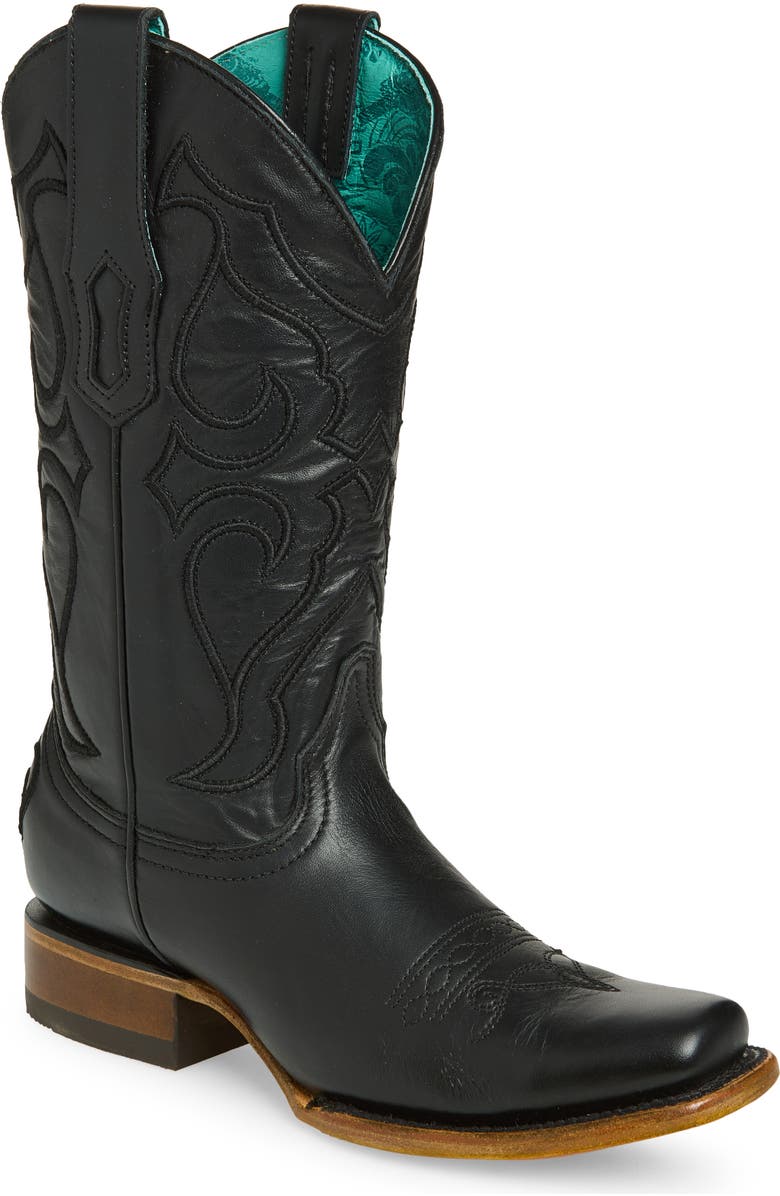 CORRAL Embroidered Western Boot, Main, color, Black