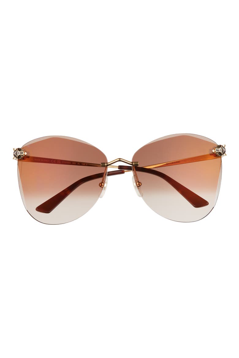 62mm Gradient Oversize Butterfly Sunglasses, Main, color, GOLD