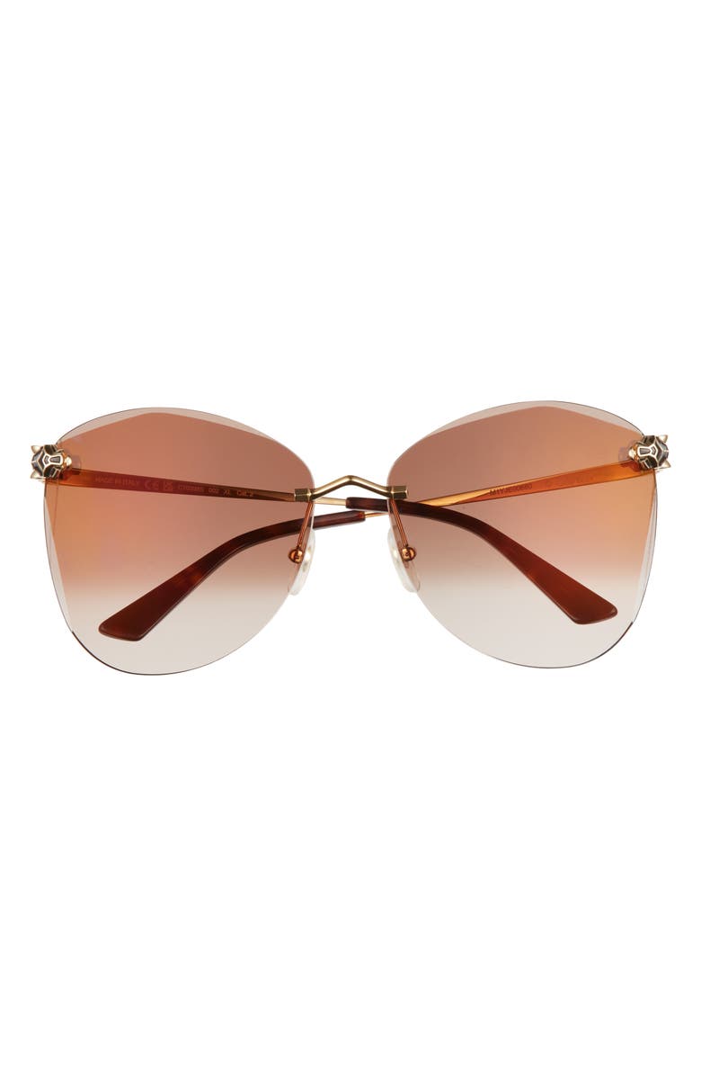 Cartier 62mm Gradient Oversize Butterfly Sunglasses, Main, color, Gold