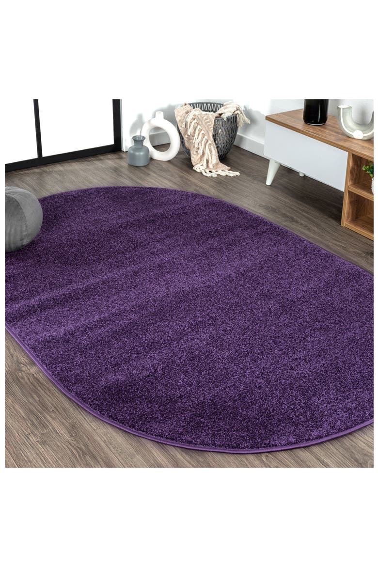 Haze Solid Low-Pile Oval Area Rug, Alternate, color, Lavender/Purple