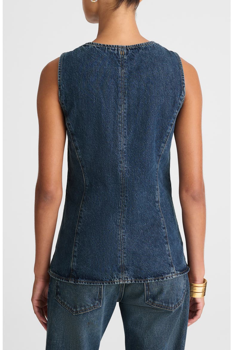 Crewneck Cutaway Denim Vest, Alternate, color, GREENDALE WASH