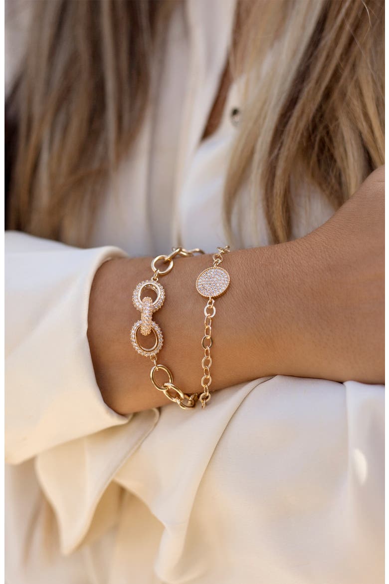 Set of 2 Pavé Bracelets, Alternate, color, GOLD