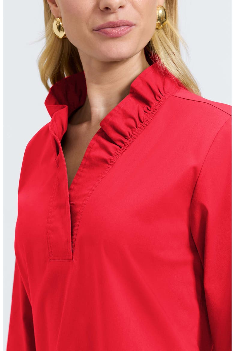 Tammy Ruffle Collar Cotton Blend Top, Alternate, color, SIMPLY RED