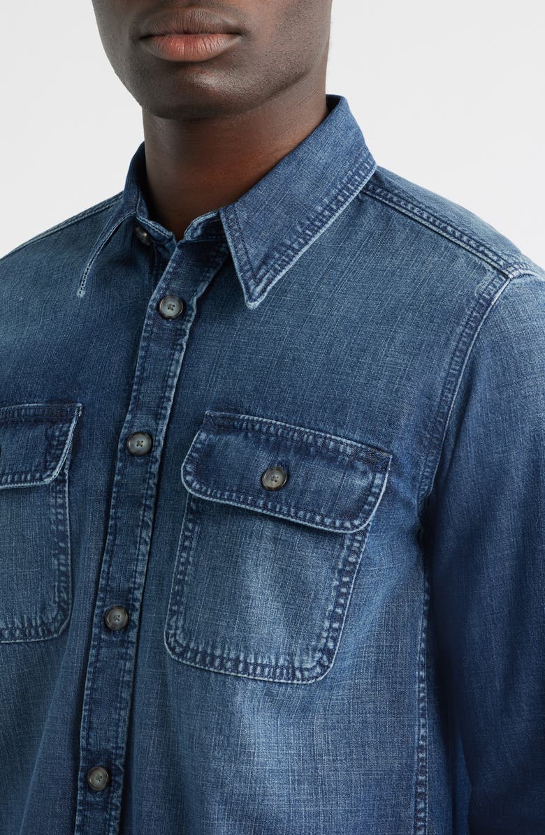 BOSS x Beckham Denim Button-Up Shirt, Alternate, color, Medium Blue