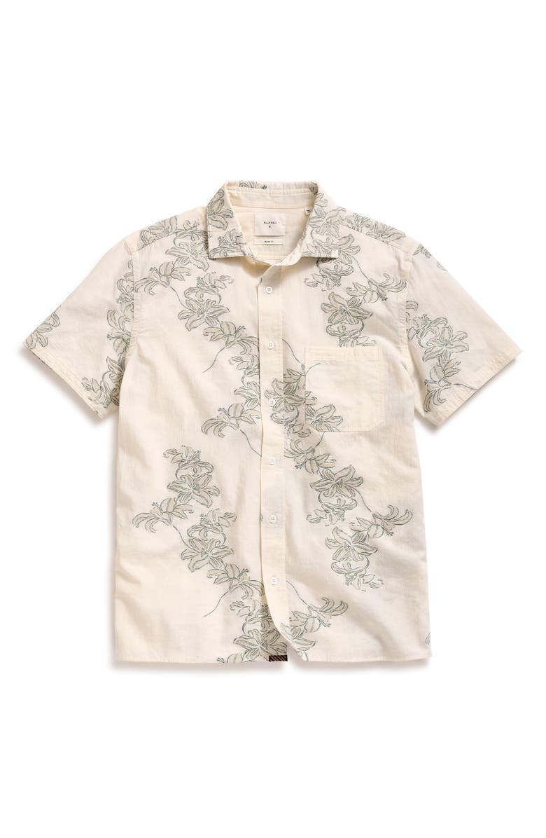 Billy Reid Watercolor Lily Short Sleeve Button-Up Shirt, Main, color,