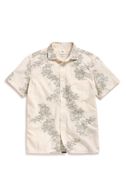 Watercolor Lily Short Sleeve Button-Up Shirt