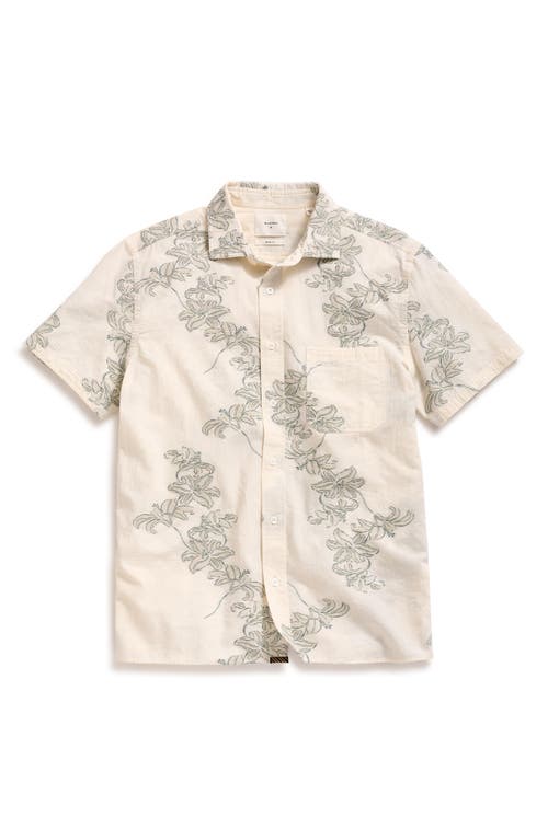 Billy Reid Watercolor Lily Short Sleeve Button-up Shirt In Highway Grey