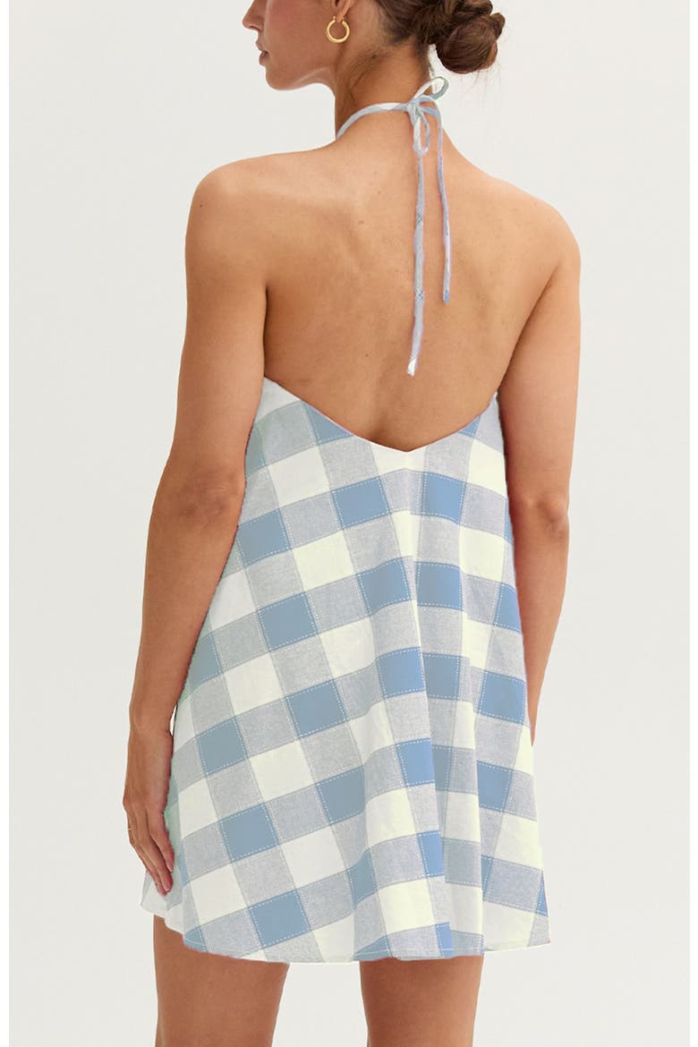 Gingham Halter Romper Dress, Alternate, color, Light Blue