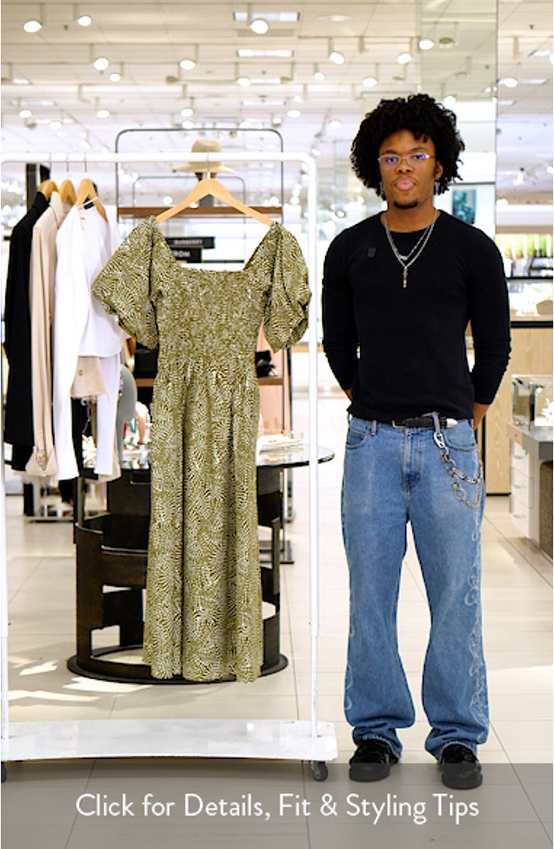 Print Puff Sleeve Maxi Dress