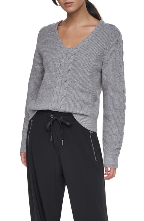 Cable Knit V-Neck Sweater