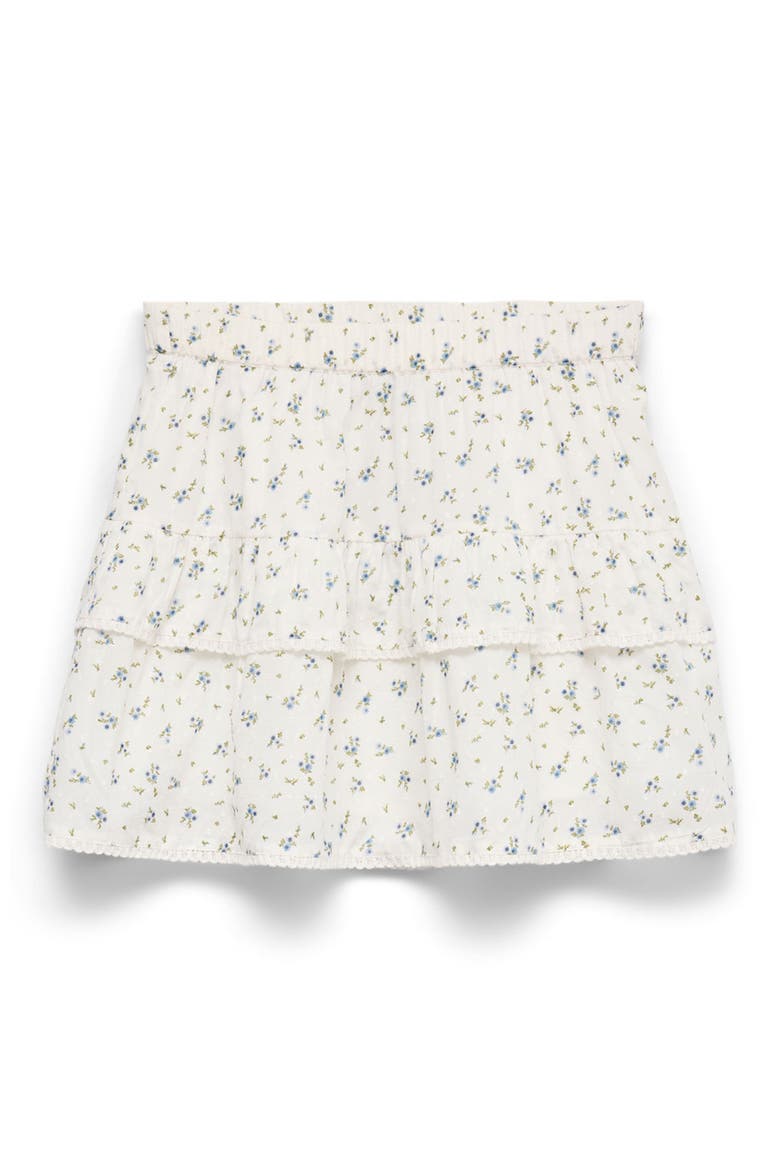 Trine Floral Tiered Organic Cotton Miniskirt, Alternate, color, SNOW WHITE AOPMARGUERITE BLUE